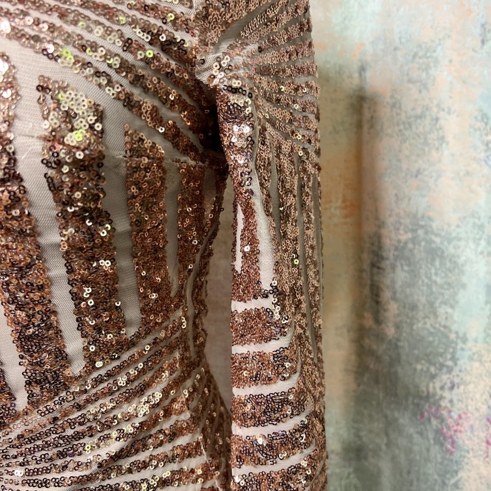 📌Xenia Boutique Rose Gold Mini Sequin Bodycon Formal - Ball - Prom Dress - Picture 6 of 16